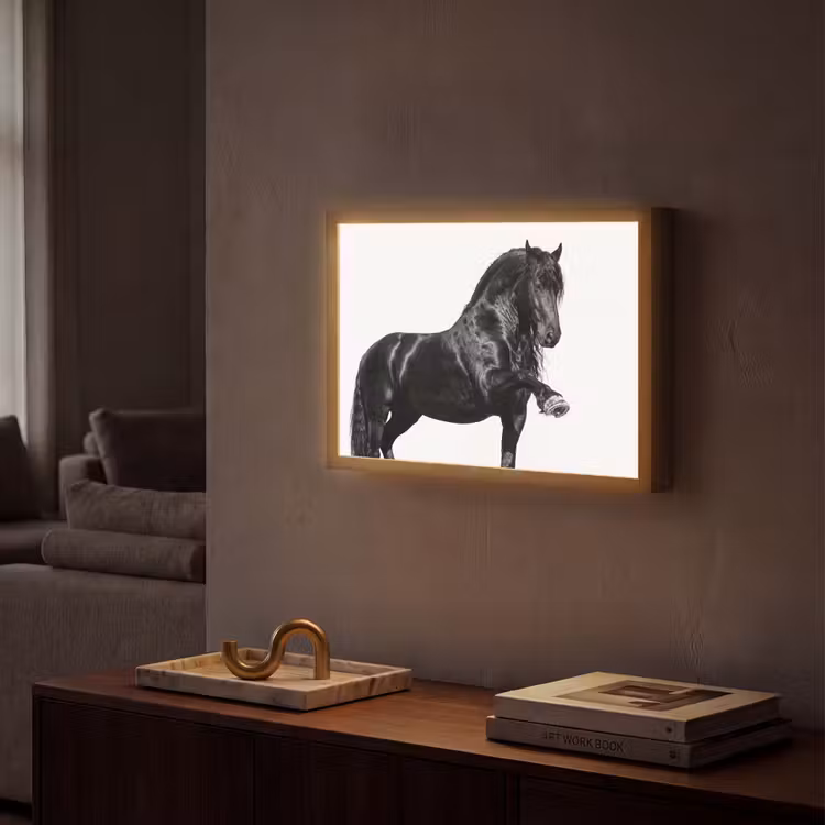 Fries - Hengst - Modern Light Box met batterij (Wandlamp) middel -sfeer1
