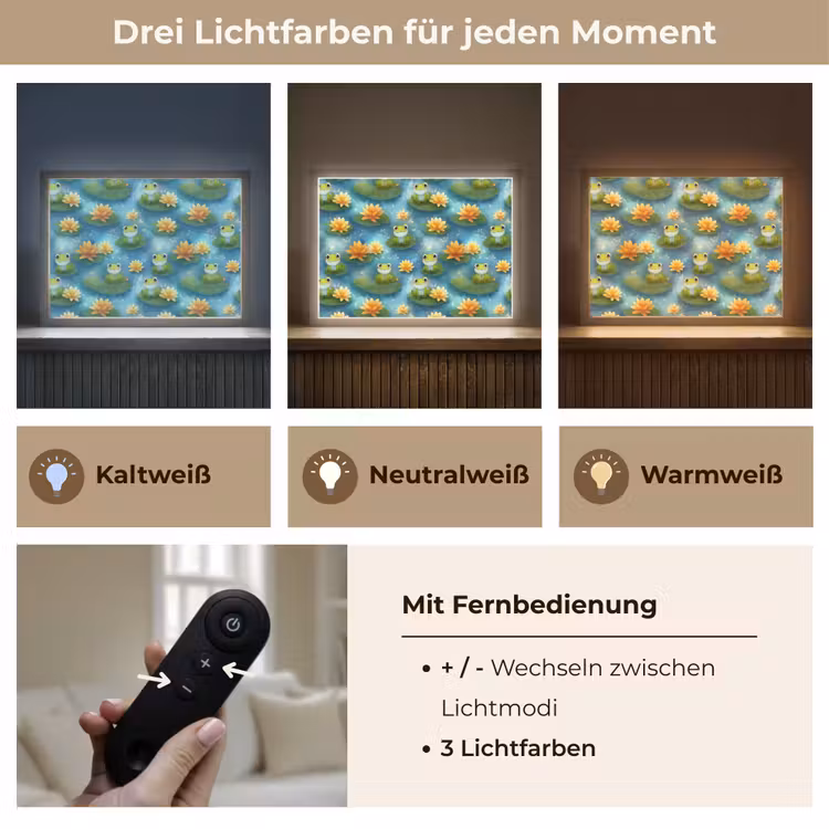 Kikker - Lelies - Groen Light Box met batterij (Wandlamp) middel 907 -USP_lichtkleurDE