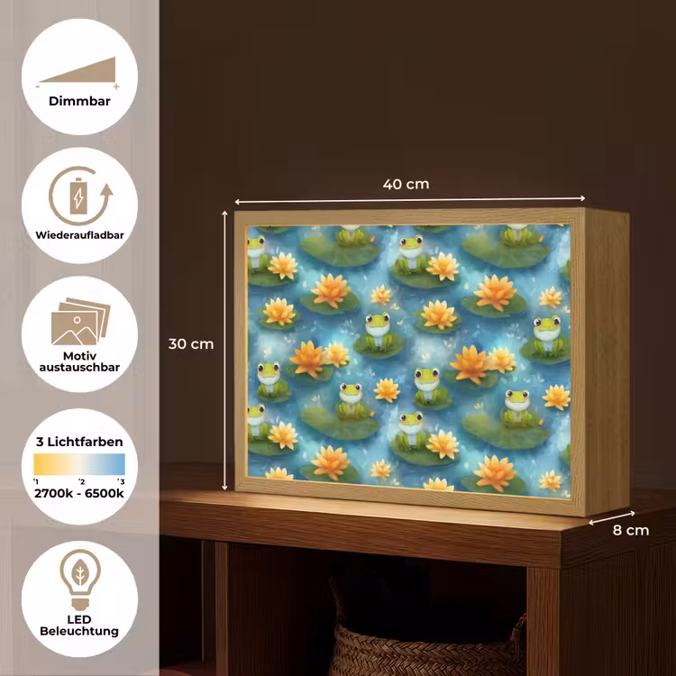Kikker - Lelies - Groen Light Box met batterij (Wandlamp) middel 907 -USP_websiteoverzichtDE