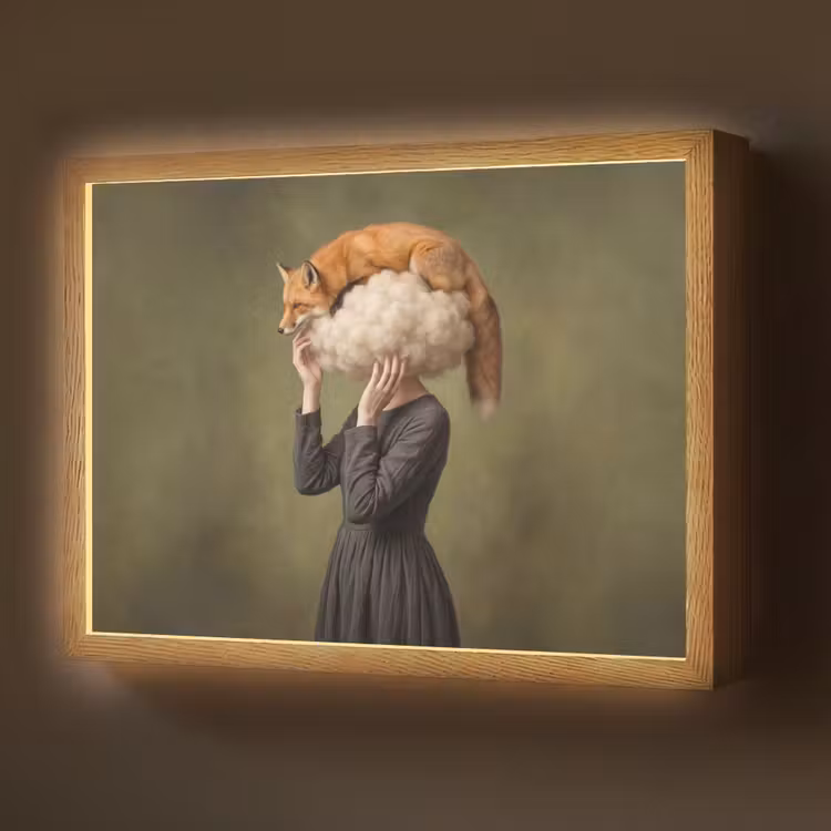 Vos - Surrealistisch - Groen Light Box met batterij (Wandlamp) middel -z3d_website