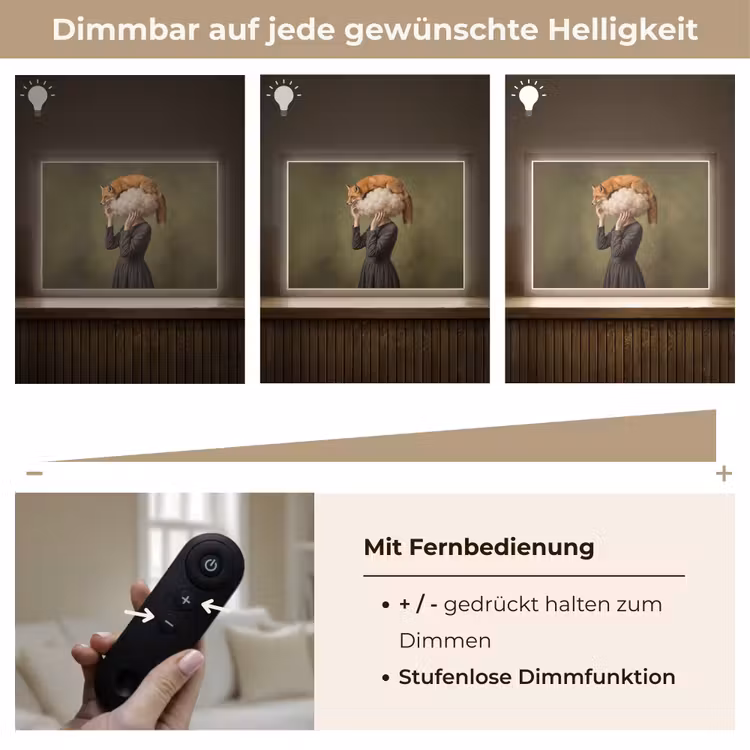 Vos - Surrealistisch - Groen Light Box met batterij (Wandlamp) middel -USP_dimbaarDE
