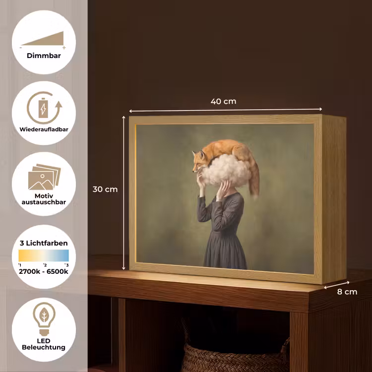 Vos - Surrealistisch - Groen Light Box met batterij (Wandlamp) middel -USP_websiteoverzichtDE