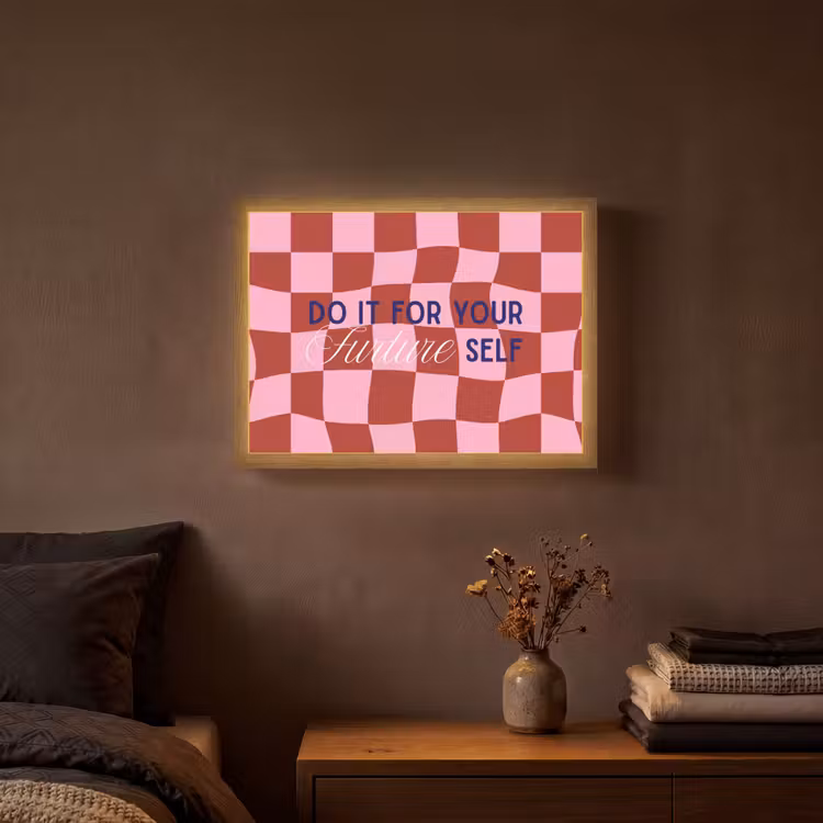 Furture - Geblokt - Rood Light Box met batterij (Wandlamp) middel -sfeer4