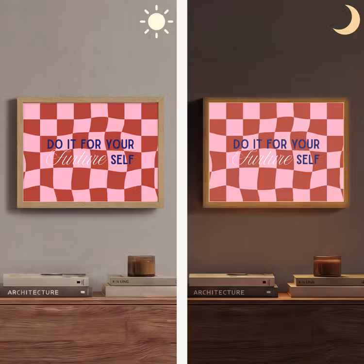 Furture - Geblokt - Rood Light Box met batterij (Wandlamp) middel -sfeer3