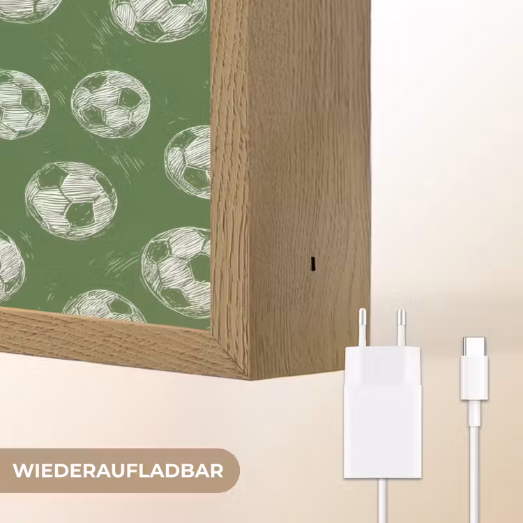 Voetbal - Sport - Groen Light Box met batterij (Wandlamp) middel 907 -USP_websiteoplaadbaarDE
