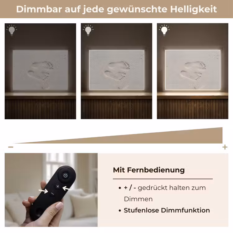 Voeten - Afdrukken - Zand Light Box met batterij (Wandlamp) middel -USP_dimbaarDE