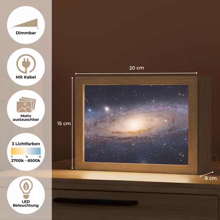 Lightbox - Wandleuchte - Galaxie – Weltraum – Kosmos - Sterrenstelsel - Ruimte - Kosmos Light Box met kabel (Wandlamp) klein