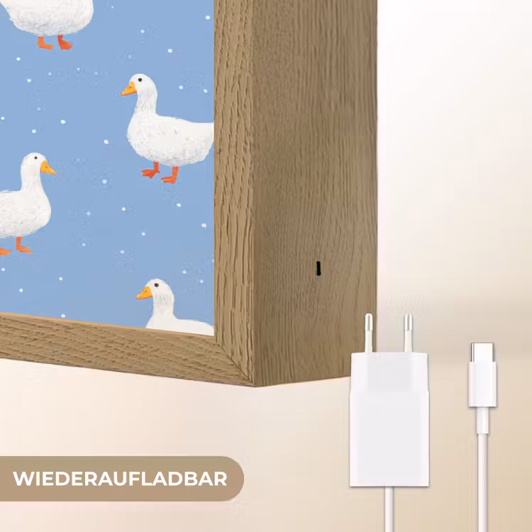 Ganzen - Elegant - Blauw Light Box met batterij (Wandlamp) middel 907 -USP_websiteoplaadbaarDE
