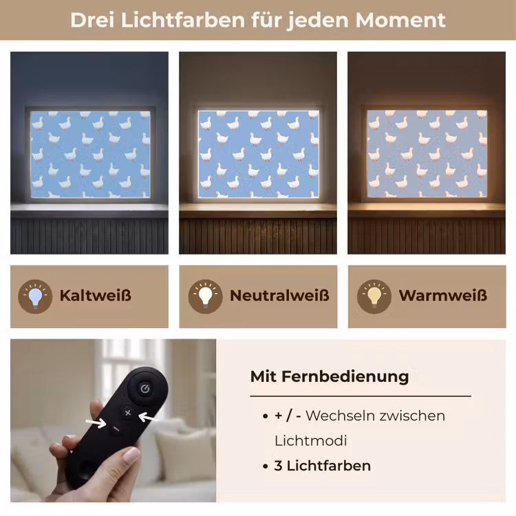 Ganzen - Elegant - Blauw Light Box met batterij (Wandlamp) middel 907 -USP_lichtkleurDE