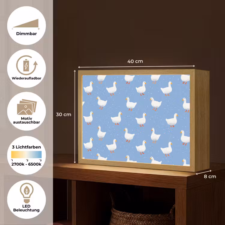 Ganzen - Elegant - Blauw Light Box met batterij (Wandlamp) middel 907 -USP_websiteoverzichtDE