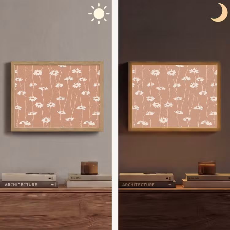 Madeliefjes - Subtiel - Terracotta Light Box met batterij (Wandlamp) middel 907 -sfeer3