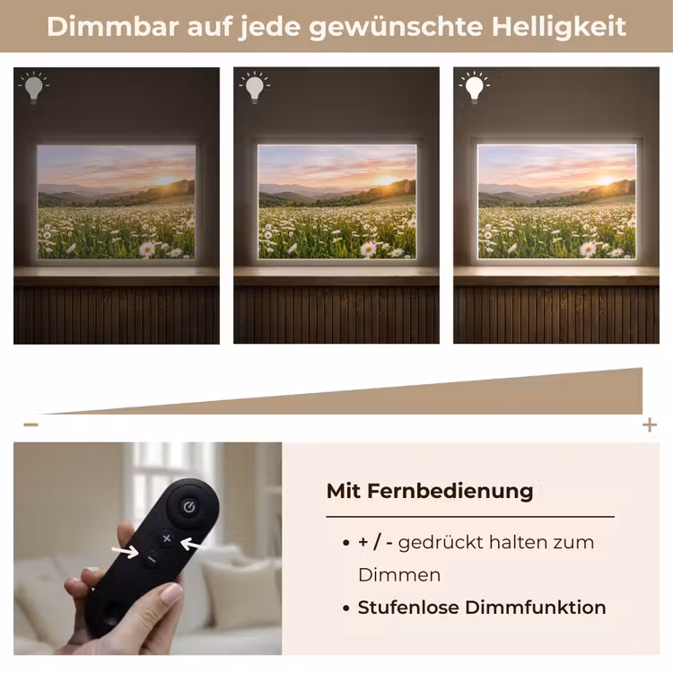 Madelief - Veld - Heuvels - Groen Light Box met batterij (Wandlamp) middel -USP_dimbaarDE