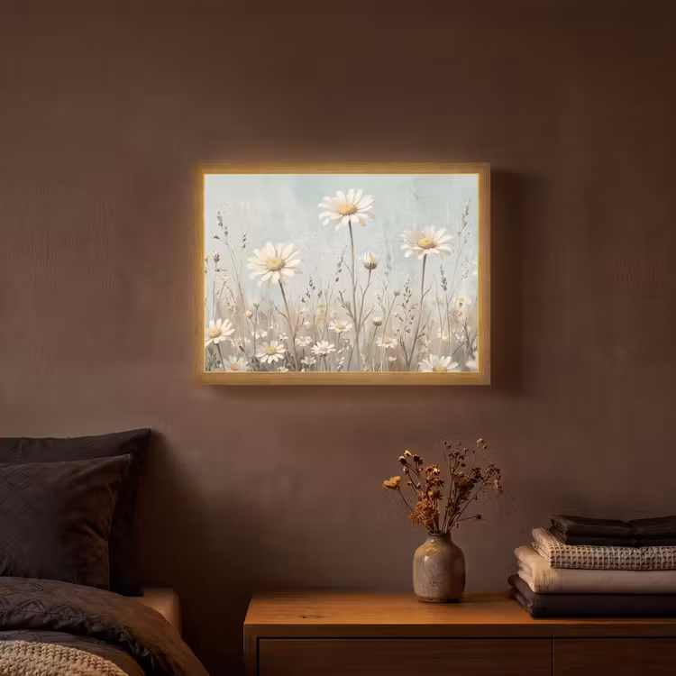 Madelief - Illustratie - Wit Light Box met batterij (Wandlamp) middel -sfeer4