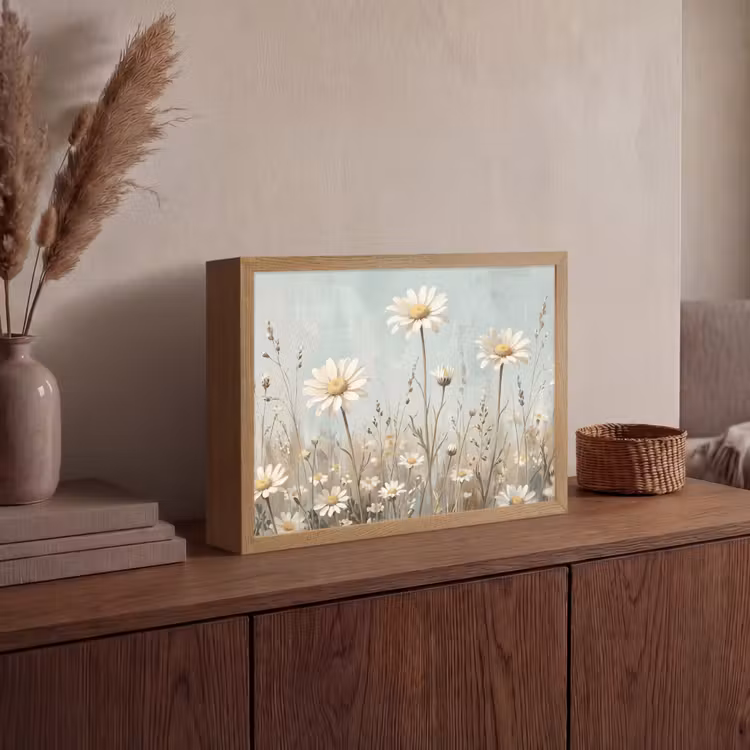Madelief - Illustratie - Wit Light Box met batterij (Wandlamp) middel -sfeer2