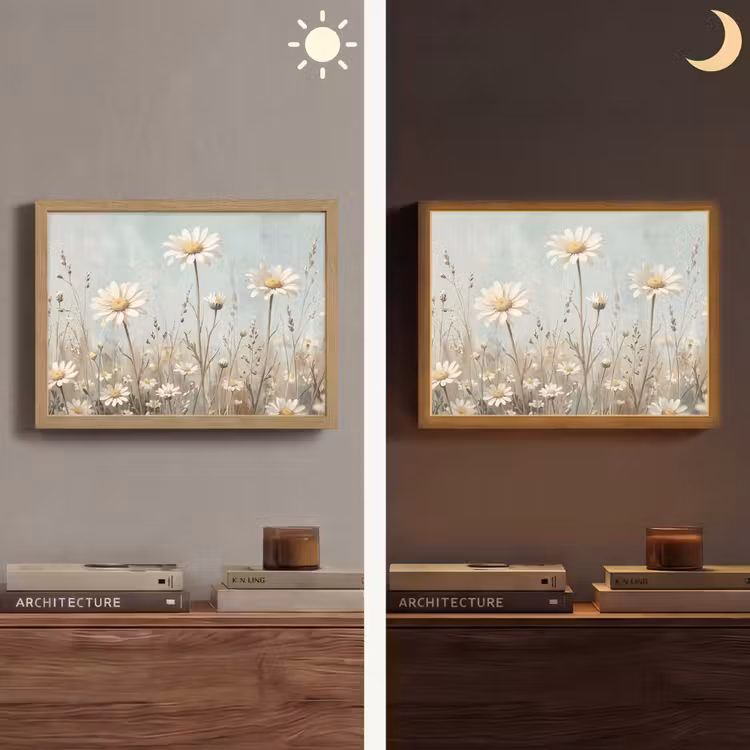 Madelief - Illustratie - Wit Light Box met batterij (Wandlamp) middel -sfeer3