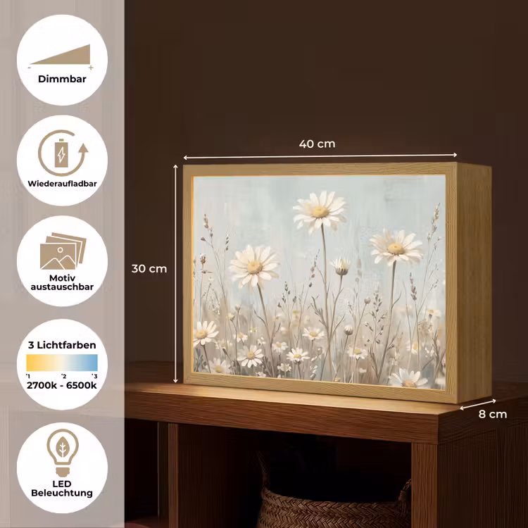 Madelief - Illustratie - Wit Light Box met batterij (Wandlamp) middel -USP_websiteoverzichtDE