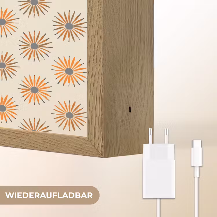 Madelief - Patroon - Oranje Light Box met batterij (Wandlamp) middel 907 -USP_websiteoplaadbaarDE