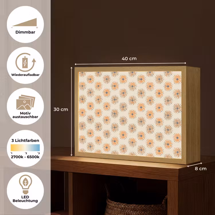Madelief - Patroon - Oranje Light Box met batterij (Wandlamp) middel 907 -USP_websiteoverzichtDE