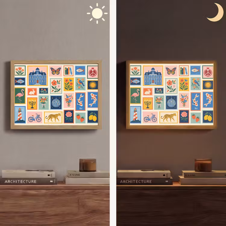 Gebouw - Koepel - Architectuur - Klassiek - Grijs Light Box met batterij (Wandlamp) middel -sfeer3