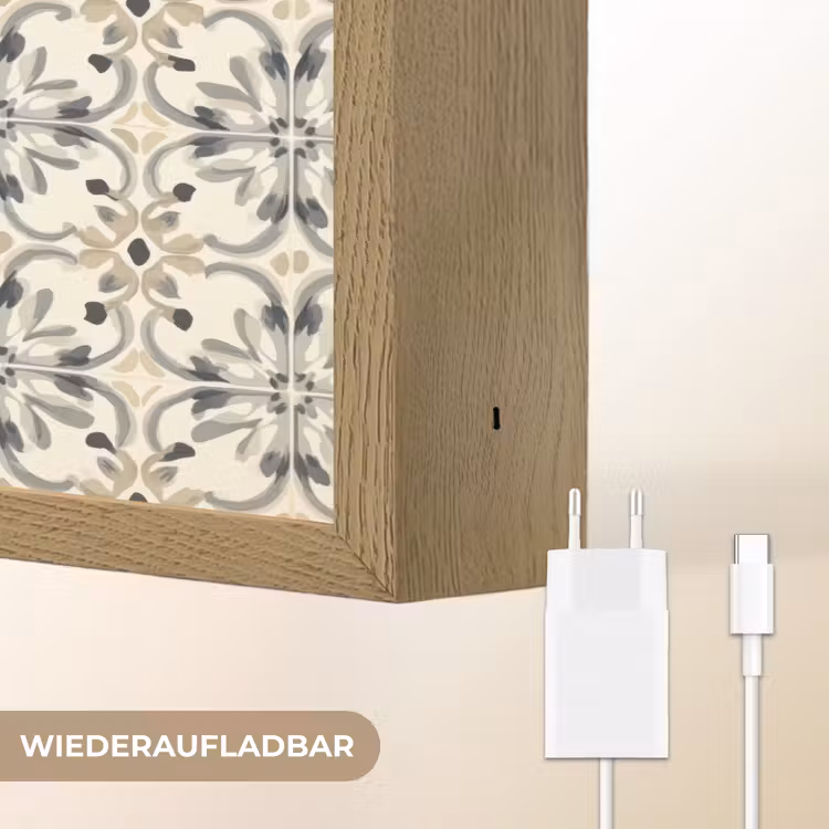 Floraal - Patroon - Kleurrijk Light Box met batterij (Wandlamp) middel 907 -USP_websiteoplaadbaarDE