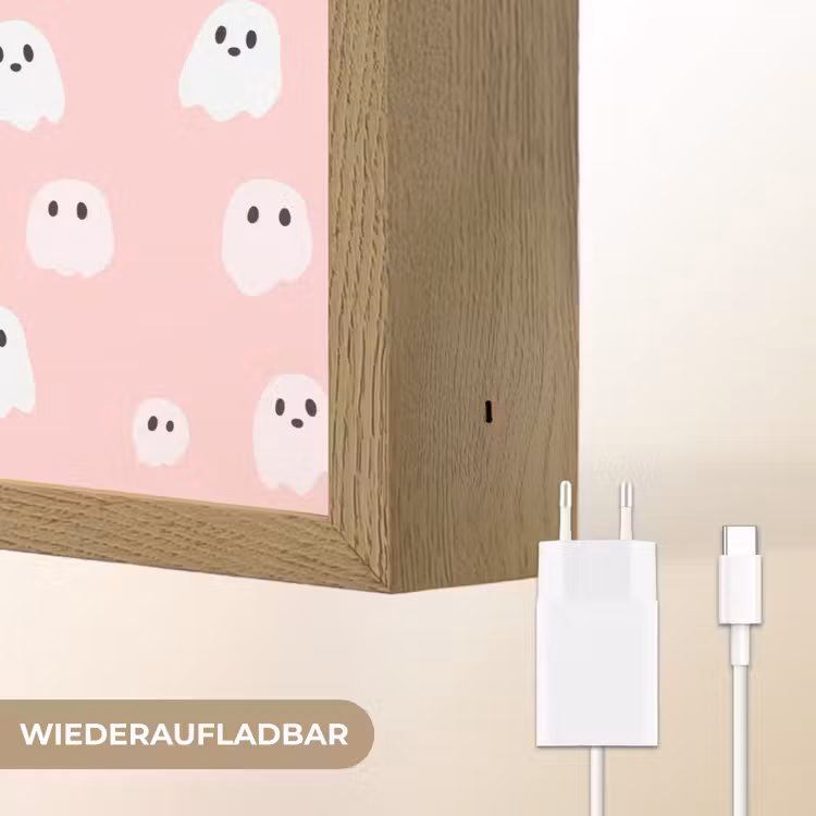 Spookjes - Patroon - Roze Light Box met batterij (Wandlamp) middel 907 -USP_websiteoplaadbaarDE