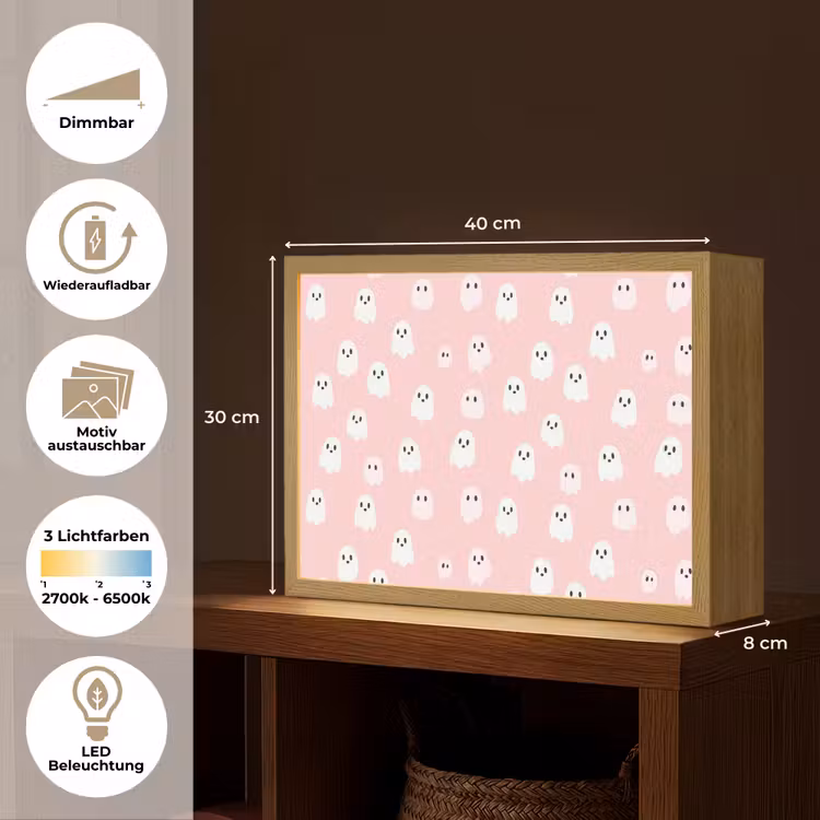 Spookjes - Patroon - Roze Light Box met batterij (Wandlamp) middel 907 -USP_websiteoverzichtDE