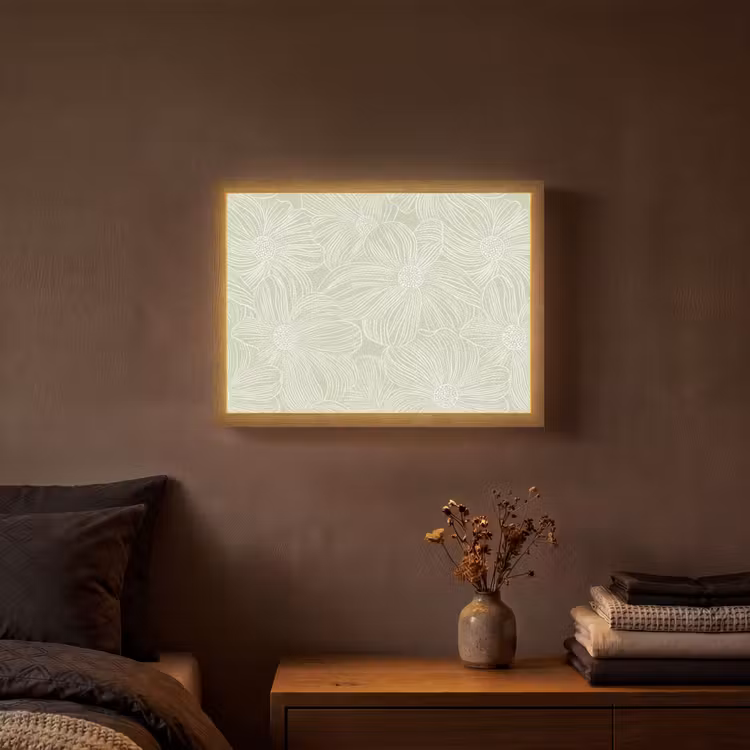 Sereen - Bloemen - Groen Light Box met batterij (Wandlamp) middel 907 -sfeer4