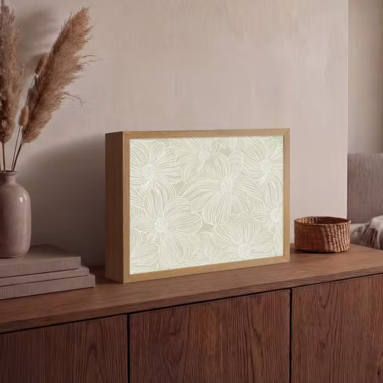 Sereen - Bloemen - Groen Light Box met batterij (Wandlamp) middel 907 -sfeer2