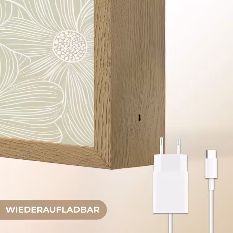 Sereen - Bloemen - Groen Light Box met batterij (Wandlamp) middel 907 -USP_websiteoplaadbaarDE