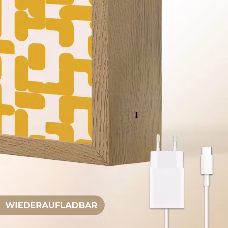 Geel - Beige - Patroon Light Box met batterij (Wandlamp) middel 907 -USP_websiteoplaadbaarDE