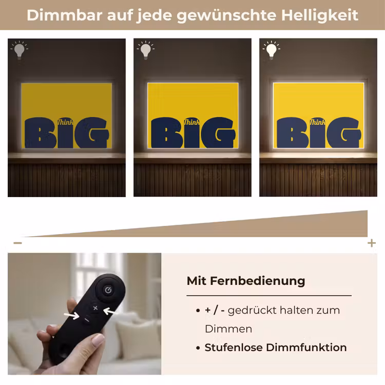 Geel - Think big - Grafisch Light Box met batterij (Wandlamp) middel -USP_dimbaarDE