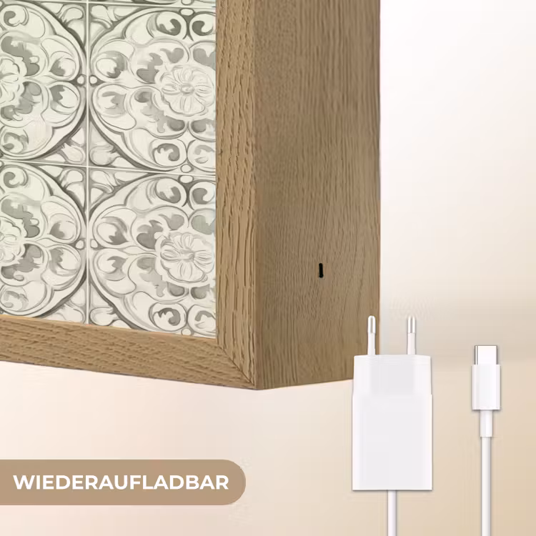Krulornament - Tegel - Groen Light Box met batterij (Wandlamp) middel 907 -USP_websiteoplaadbaarDE