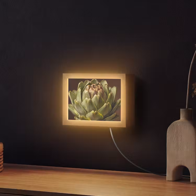 Lightbox - Wandleuchte - Gemüse – Artischocke – Grün - Groente - Artisjok - Groen Light Box met kabel (Wandlamp) klein
