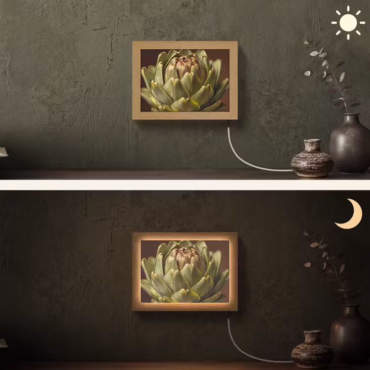 Lightbox - Wandleuchte - Gemüse – Artischocke – Grün - Groente - Artisjok - Groen Light Box met kabel (Wandlamp) klein