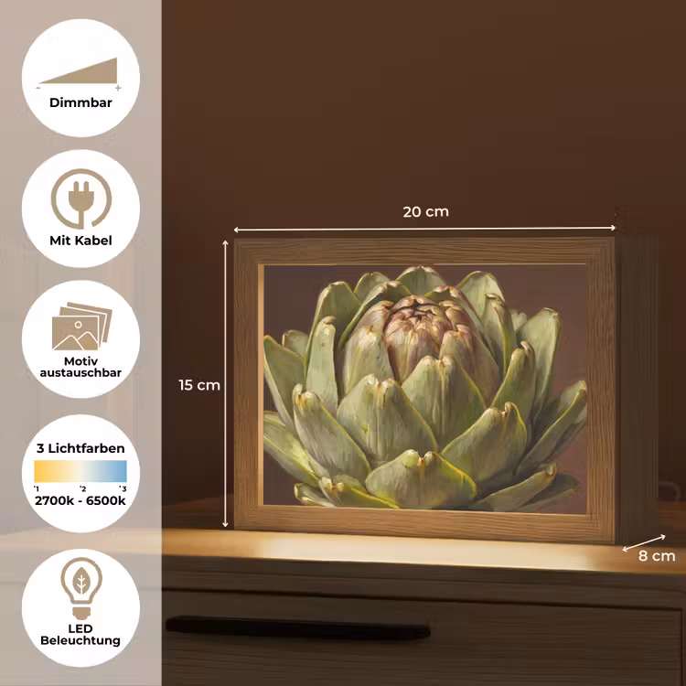 Lightbox - Wandleuchte - Gemüse – Artischocke – Grün - Groente - Artisjok - Groen Light Box met kabel (Wandlamp) klein