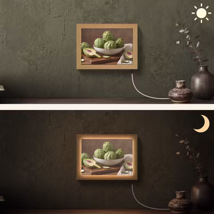 Lightbox - Wandleuchte - Gemüse – Artischocke – Küche - Groenten - Artisjok - Keuken Light Box met kabel (Wandlamp) klein