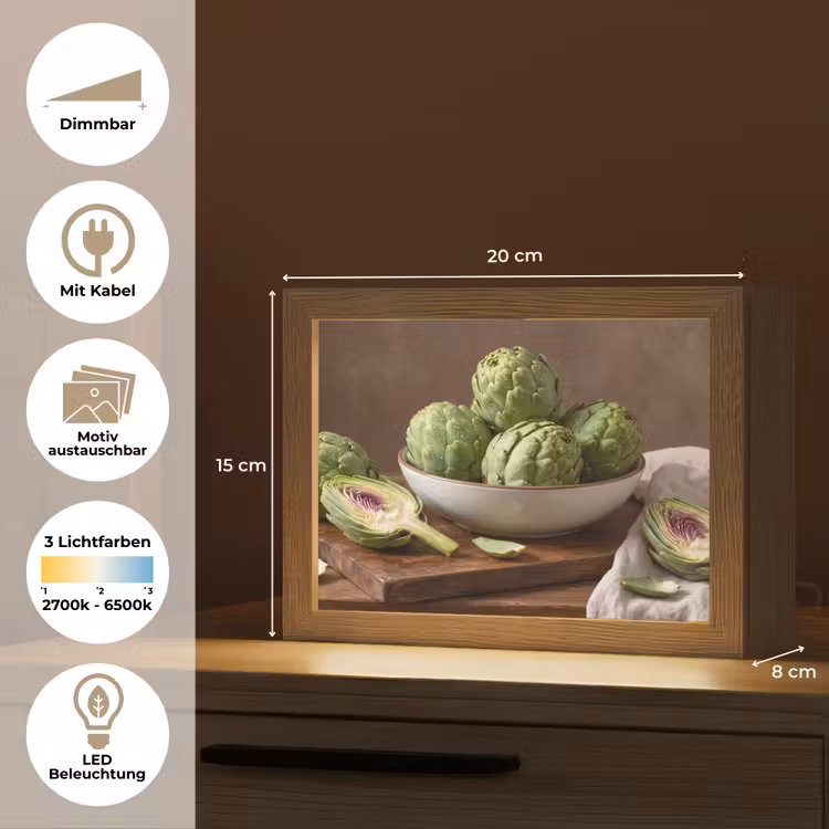 Lightbox - Wandleuchte - Gemüse – Artischocke – Küche - Groenten - Artisjok - Keuken Light Box met kabel (Wandlamp) klein