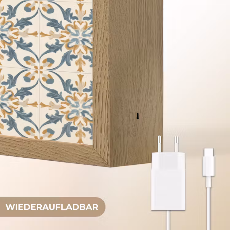 Patroon - Klassiek - Kleurrijk Light Box met batterij (Wandlamp) middel 907 -USP_websiteoplaadbaarDE