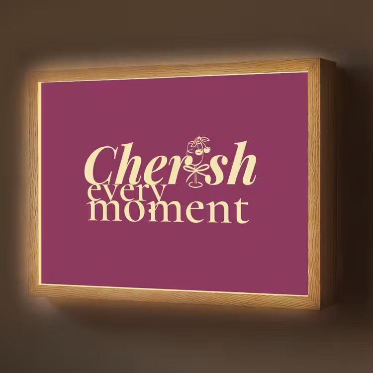 Cherish every moment - Cocktailglas - Bordeaux Light Box met batterij (Wandlamp) middel -z3d_website