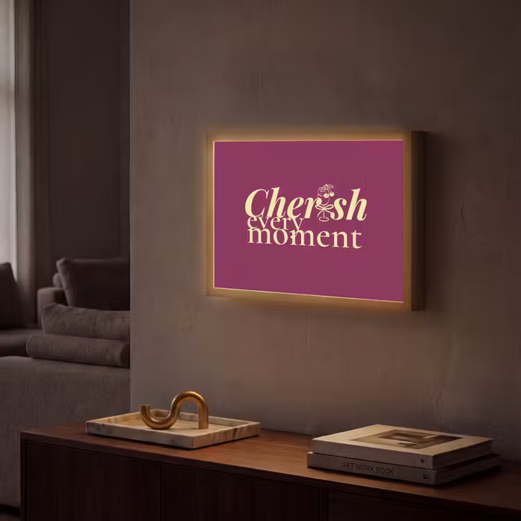 Cherish every moment - Cocktailglas - Bordeaux Light Box met batterij (Wandlamp) middel -sfeer1