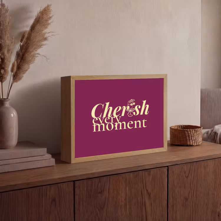 Cherish every moment - Cocktailglas - Bordeaux Light Box met batterij (Wandlamp) middel -sfeer2