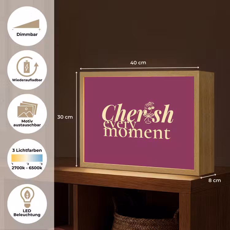 Cherish every moment - Cocktailglas - Bordeaux Light Box met batterij (Wandlamp) middel -USP_websiteoverzichtDE