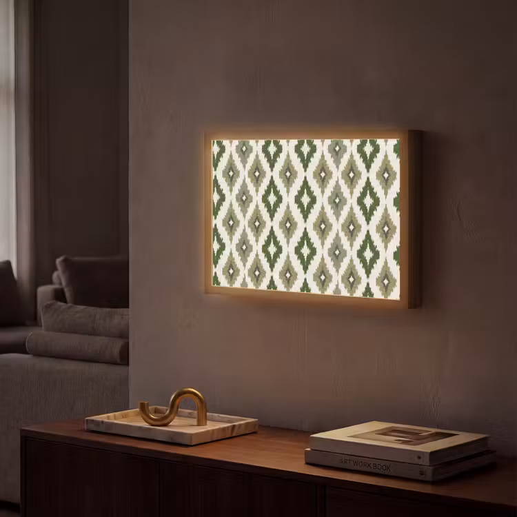 Geografisch - Ruitmotief - Groen Light Box met batterij (Wandlamp) middel 907 -sfeer1