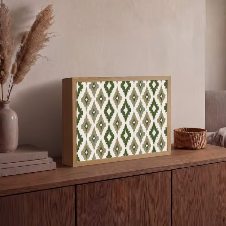 Geografisch - Ruitmotief - Groen Light Box met batterij (Wandlamp) middel 907 -sfeer2
