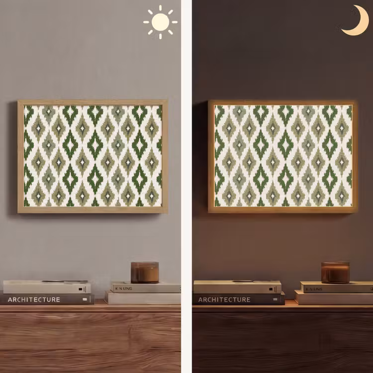Geografisch - Ruitmotief - Groen Light Box met batterij (Wandlamp) middel 907 -sfeer3