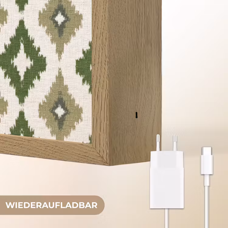 Geografisch - Ruitmotief - Groen Light Box met batterij (Wandlamp) middel 907 -USP_websiteoplaadbaarDE