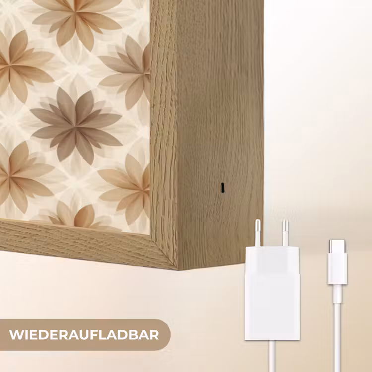 Geografisch - Patroon - Bruin Light Box met batterij (Wandlamp) middel 907 -USP_websiteoplaadbaarDE