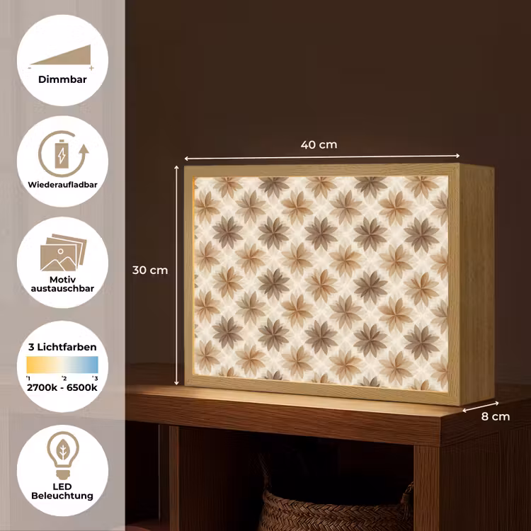 Geografisch - Patroon - Bruin Light Box met batterij (Wandlamp) middel 907 -USP_websiteoverzichtDE
