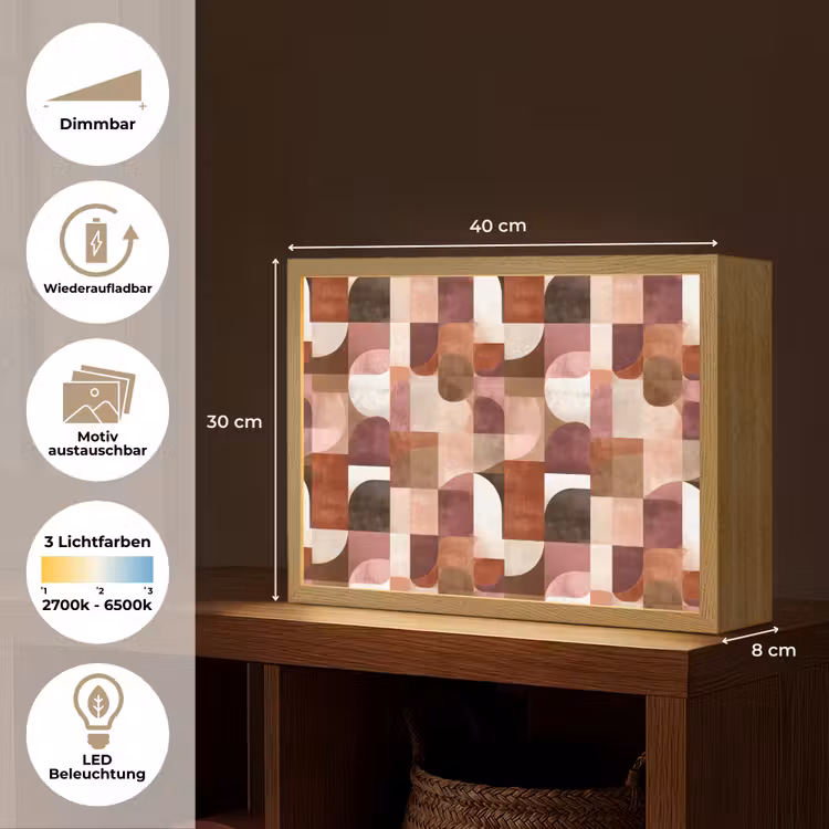 Geometrie - Modern - Retro Light Box met batterij (Wandlamp) middel 907 -USP_websiteoverzichtDE