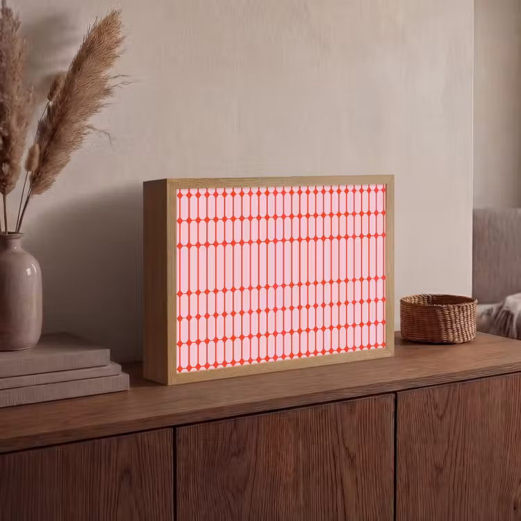 Geometrisch - Minimalistisch - Rood - Roze Light Box met batterij (Wandlamp) middel 907 -sfeer2